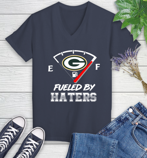 Green Bay Packers NFL Football Fueled By Haters Sports Women's V-Neck T-Shirt 12