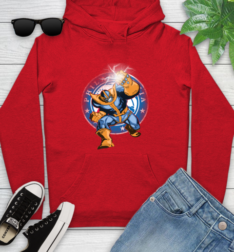 Philadelphia 76ers NBA Basketball Thanos Avengers Infinity War Marvel Youth Hoodie 12