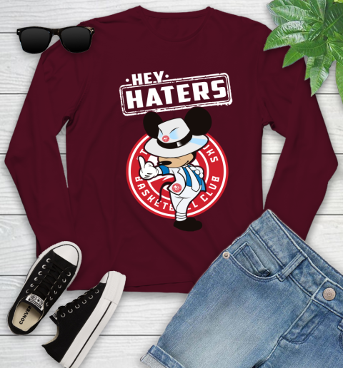 NBA Hey Haters Mickey Basketball Sports Atlanta Hawks Youth Long Sleeve 6