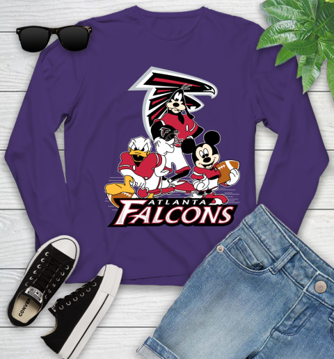 NFL Atlanta Falcons Mickey Mouse Donald Duck Goofy Football Shirt Youth Long Sleeve 4