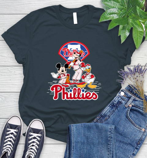 MLB Philadelphia Phillies Mickey Mouse Donald Duck Goofy Baseball T Shirt Women's T-Shirt 11
