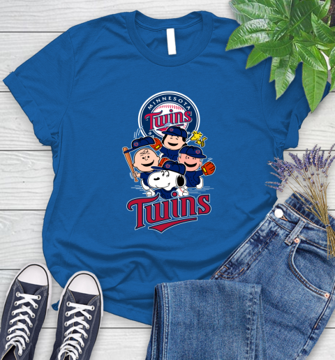 MLB Minnesota Twins Snoopy Charlie Brown Woodstock The Peanuts Movie Baseball T Shirt_000 Women's T-Shirt 12