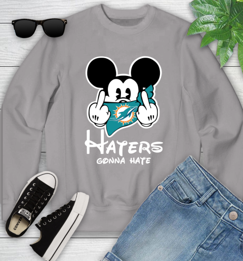 NFL Miami Dolphins Haters Gonna Hate Mickey Mouse Disney Football T Shirt Youth Sweatshirt 3