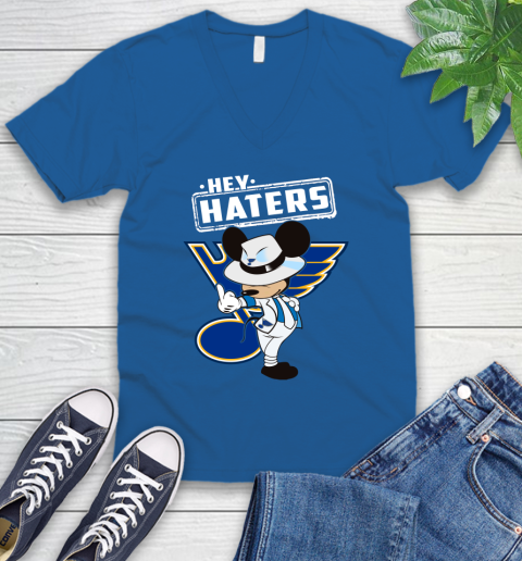 NHL Hey Haters Mickey Hockey Sports St.Louis Blues V-Neck T-Shirt 5