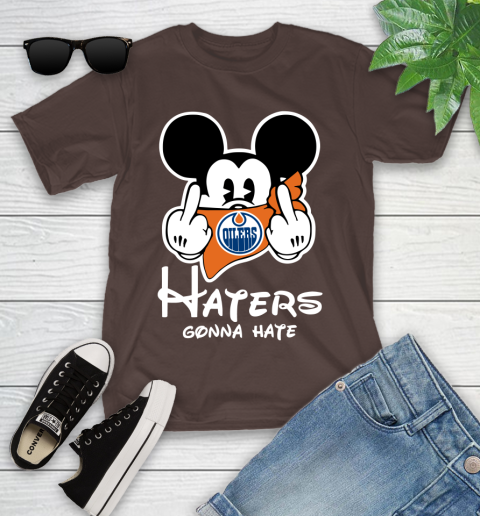 NHL Edmonton Oilers Haters Gonna Hate Mickey Mouse Disney Hockey T Shirt Youth T-Shirt 7