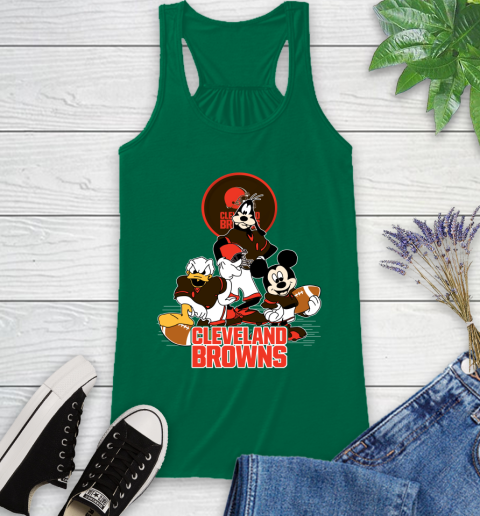 NFL Cleveland Browns Mickey Mouse Donald Duck Goofy Football Shirt Racerback Tank 6