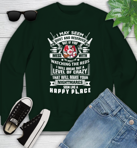 Cincinnati Reds MLB Baseball Don't Mess With Me While I'm Watching My Team Sports Youth Sweatshirt 9