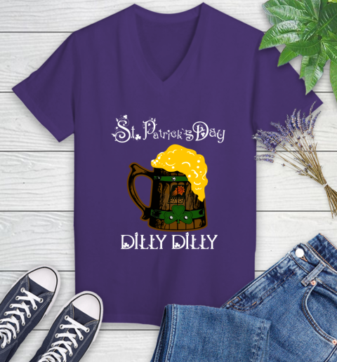 NBA Phoenix Suns St Patrick's Day Dilly Dilly Beer Basketball Sports Women's V-Neck T-Shirt 3