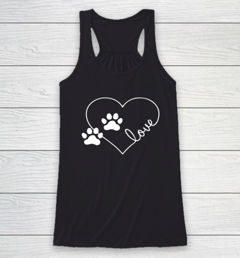 Cute Love Hearts Valentine Day Paw Print Dog Owner Dog Lover Racerback Tank