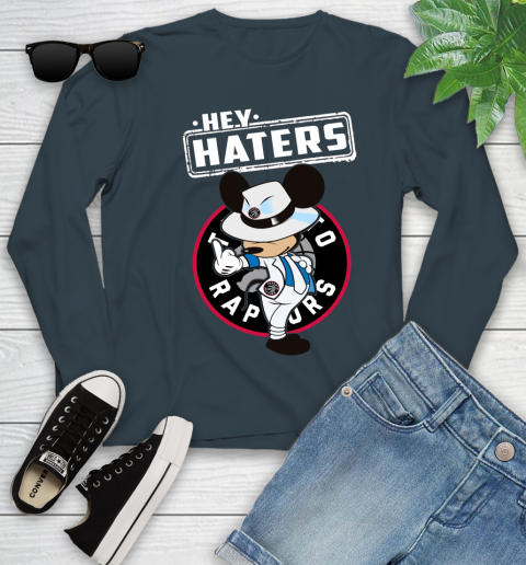 NBA Hey Haters Mickey Basketball Sports Toronto Raptors Youth Long Sleeve 9