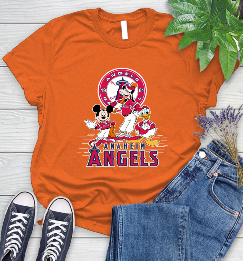 MLB Los Angeles Angels Mickey Mouse Donald Duck Goofy Baseball T Shirt Women's T-Shirt 3
