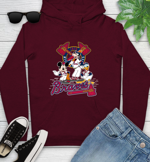 MLB Atlanta Braves Mickey Mouse Donald Duck Goofy Baseball T Shirt Youth Hoodie 7