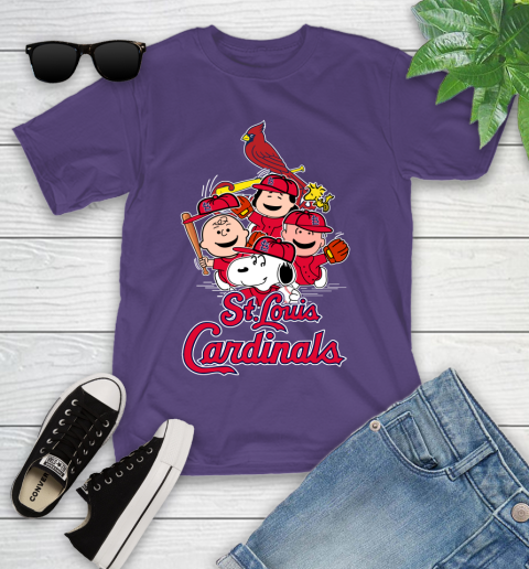 MLB St.Louis Cardinals Snoopy Charlie Brown Woodstock The Peanuts Movie Baseball T Shirt_000 Youth T-Shirt 3
