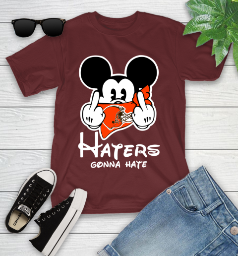 NFL Cleveland Browns Haters Gonna Hate Mickey Mouse Disney Football T Shirt Youth T-Shirt 14