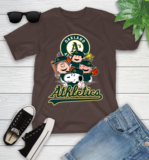 MLB Oakland Athletics Snoopy Charlie Brown Woodstock The Peanuts Movie Baseball T Shirt_000 Youth T-Shirt 7
