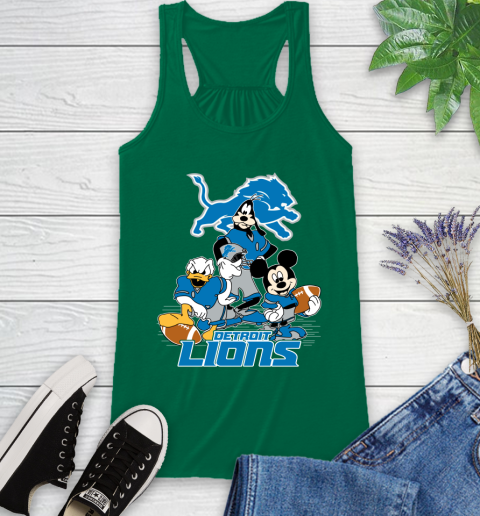 NFL Detroit Lions Mickey Mouse Donald Duck Goofy Football Shirt Racerback Tank 6