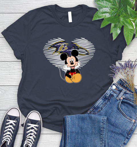 NFL Baltimore Ravens The Heart Mickey Mouse Disney Football T Shirt_000 Women's T-Shirt 14