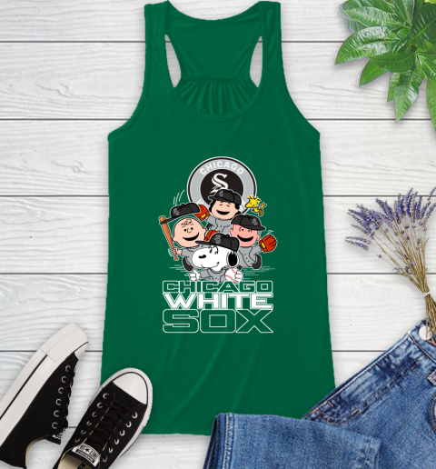 MLB Chicago White Sox Snoopy Charlie Brown Woodstock The Peanuts Movie Baseball T Shirt_000 Racerback Tank 6