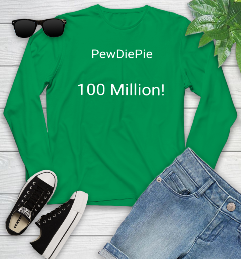 Pewdiepie 100 Mil Merch Youth Long Sleeve Tee For Sports