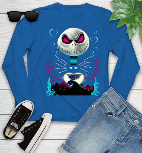 NHL St.Louis Blues Jack Skellington Sally The Nightmare Before Christmas Hockey Youth Long Sleeve 10