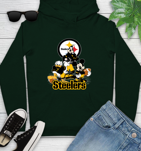 NFL Pittsburgh Steelers Mickey Mouse Donald Duck Goofy Football Shirt Youth Hoodie 14