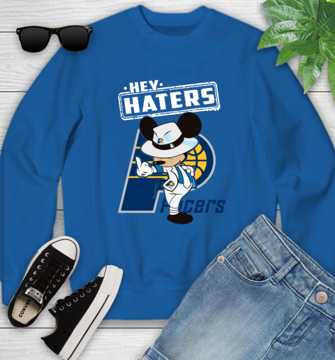 NBA Hey Haters Mickey Basketball Sports Indiana Pacers Youth Sweatshirt 7