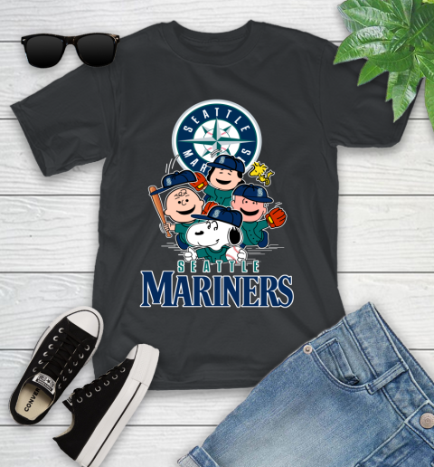 MLB Seattle Mariners Snoopy Charlie Brown Woodstock The Peanuts Movie Baseball T Shirt_000 Youth T-Shirt