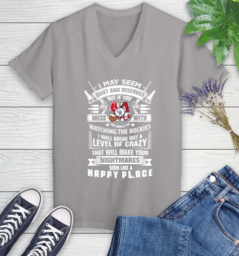 Colorado Rockies MLB Baseball Don't Mess With Me While I'm Watching My Team Sports Women's V-Neck T-Shirt 4