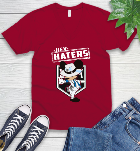 NHL Hey Haters Mickey Hockey Sports Los Angeles Kings V-Neck T-Shirt 7
