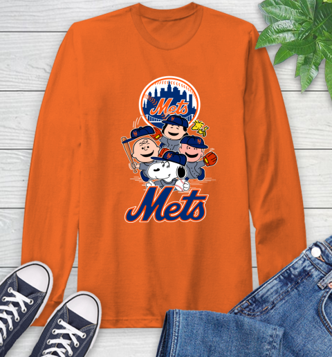 MLB New York Mets Snoopy Charlie Brown Woodstock The Peanuts Movie Baseball T Shirt Long Sleeve T-Shirt 4