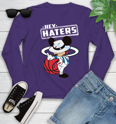 NBA Hey Haters Mickey Basketball Sports Miami Heat Youth Long Sleeve 4