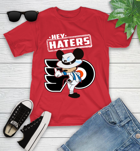 NHL Hey Haters Mickey Hockey Sports Philadelphia Flyers Youth T-Shirt 13