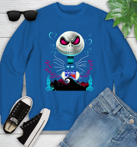 NHL New York Rangers Jack Skellington Sally The Nightmare Before Christmas Hockey Youth Sweatshirt 7