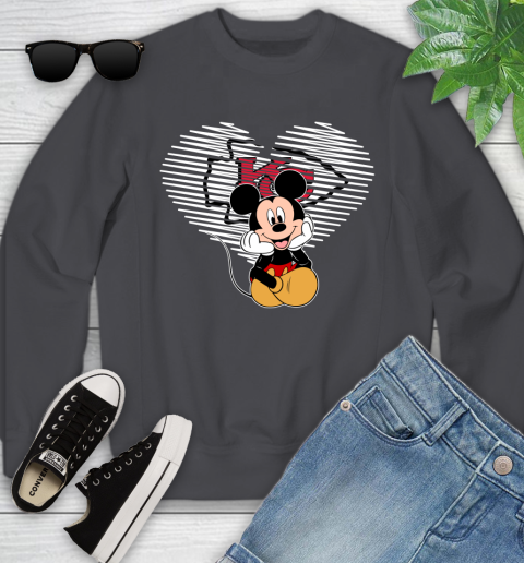 NFL Kansas City Chiefs The Heart Mickey Mouse Disney Football T Shirt_000 Youth Sweatshirt 5