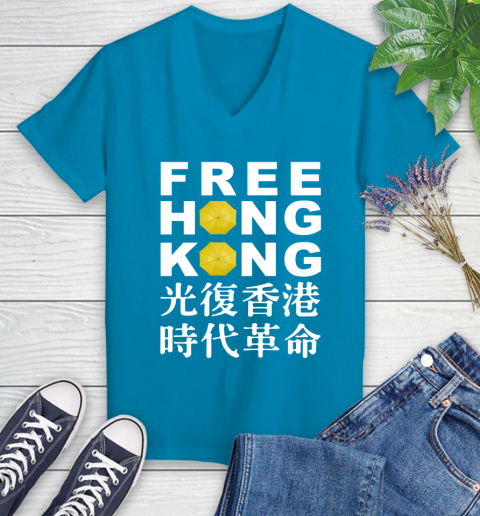 Free Hong Kong Women's V-Neck T-Shirt 7