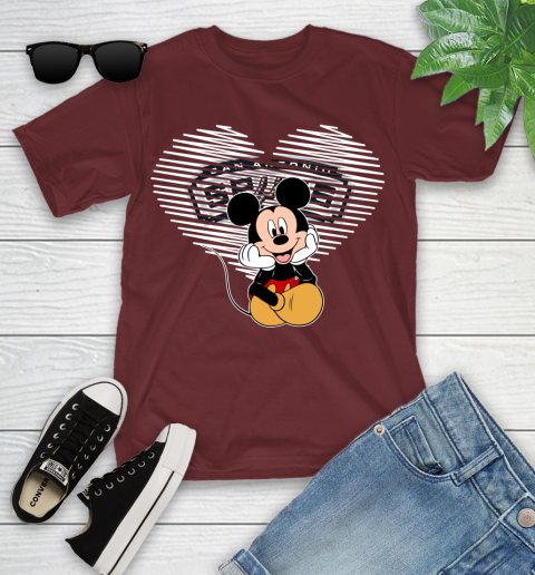 NBA San Antonio Spurs The Heart Mickey Mouse Disney Basketball Youth T-Shirt 14