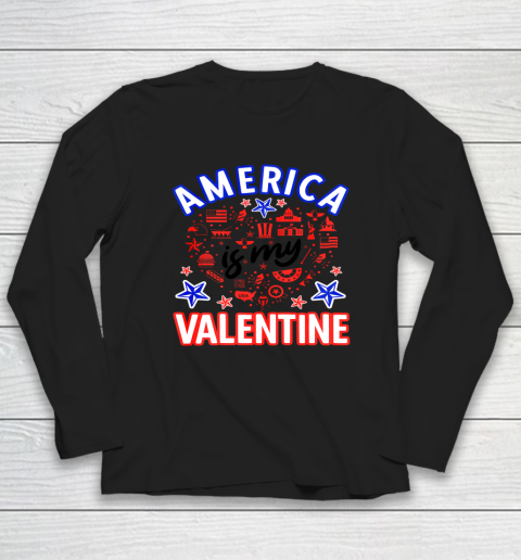 America is My Valentine Proud American Heart USA Long Sleeve T-Shirt