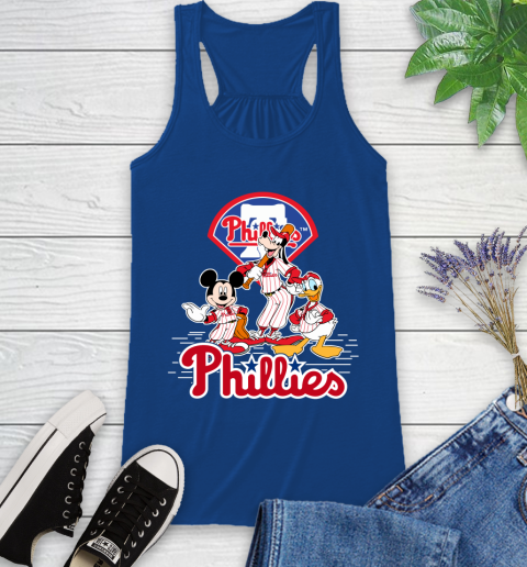 MLB Philadelphia Phillies Mickey Mouse Donald Duck Goofy Baseball T Shirt Racerback Tank 8