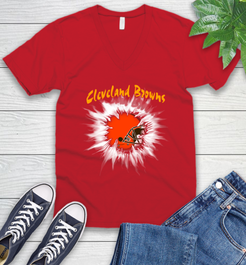 Cleveland Browns NFL Football Adoring Fan Rip Sports V-Neck T-Shirt 6