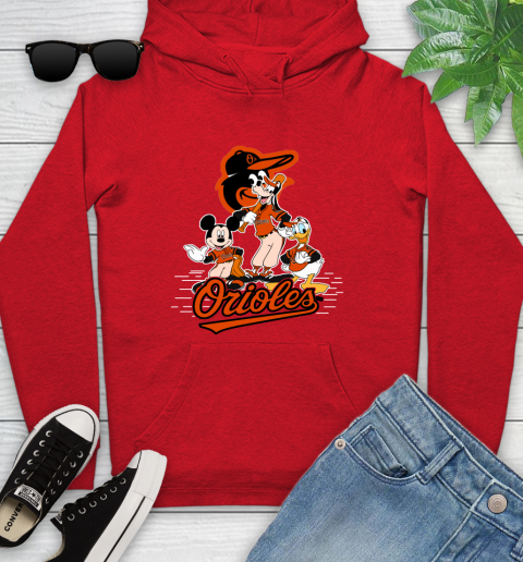 MLB Baltimore Orioles Mickey Mouse Donald Duck Goofy Baseball T Shirt Youth Hoodie 12