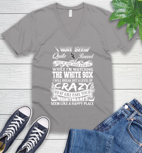 Chicago White MLB Baseball Don't Mess With Me While I'm Watching My Team Sox V-Neck T-Shirt 3