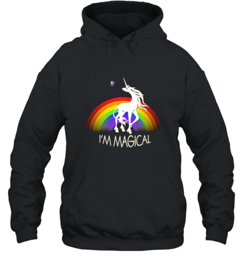 I_m Magical, Rainbow, Butterfly, Unicorn T Shirt Design Hooded