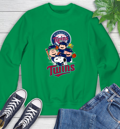 MLB Minnesota Twins Snoopy Charlie Brown Woodstock The Peanuts Movie Baseball T Shirt_000 Sweatshirt 7