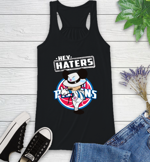 NBA Hey Haters Mickey Basketball Sports Detroit Pistons Racerback Tank