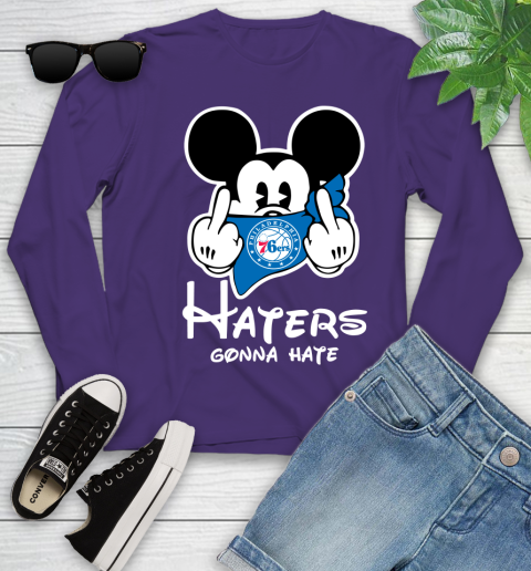 NBA Philadelphia 76ers Haters Gonna Hate Mickey Mouse Disney Basketball T Shirt Youth Long Sleeve 4
