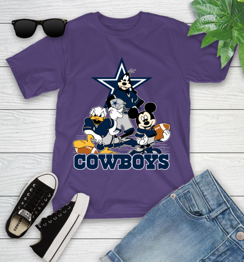NFL Dallas Cowboys Mickey Mouse Donald Duck Goofy Football Shirt Youth T-Shirt 3