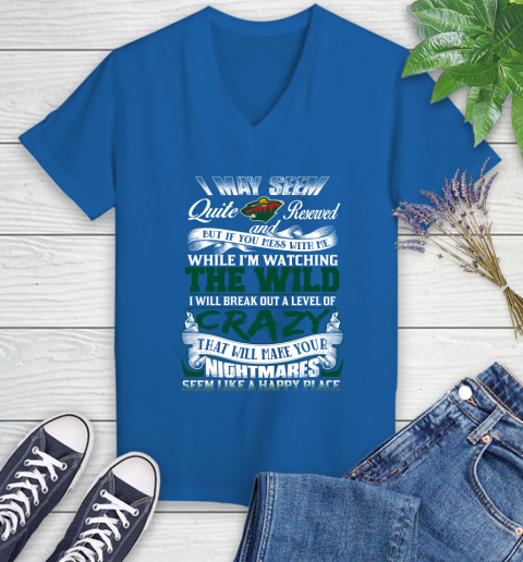 Minnesota Wild NHL Hockey Don't Mess With Me While I'm Watching My Team Women's V-Neck T-Shirt 10