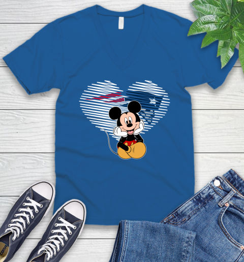NFL New England Patriots The Heart Mickey Mouse Disney Football T Shirt_000 V-Neck T-Shirt 5
