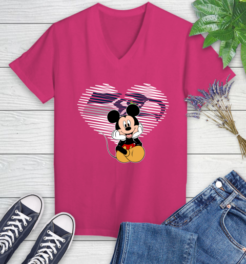 NFL Seattle Seahawks The Heart Mickey Mouse Disney Football T Shirt_000 Women's V-Neck T-Shirt 9
