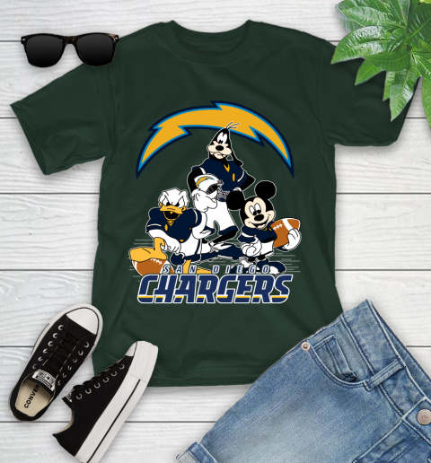 NFL San Diego Chargers Mickey Mouse Donald Duck Goofy Football Shirt Youth T-Shirt 5